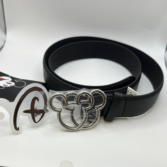 Disney Accessories - Disney Black Leather Belt with Silver Buckle